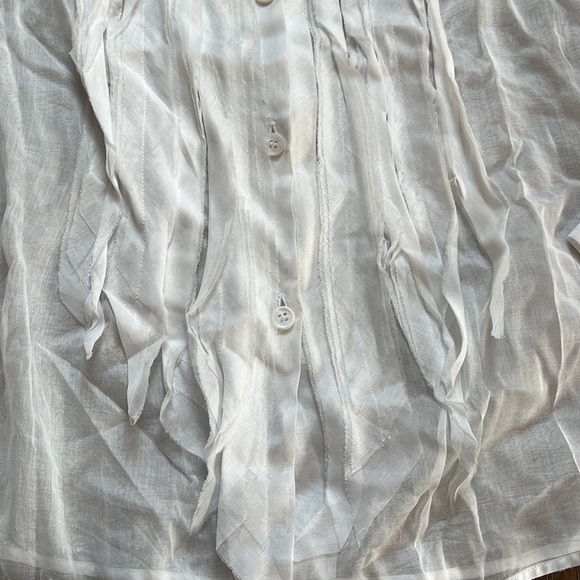 Wunderkind White Semi-Sheer Button Down LongSleeved Top - Picture 4 of 8